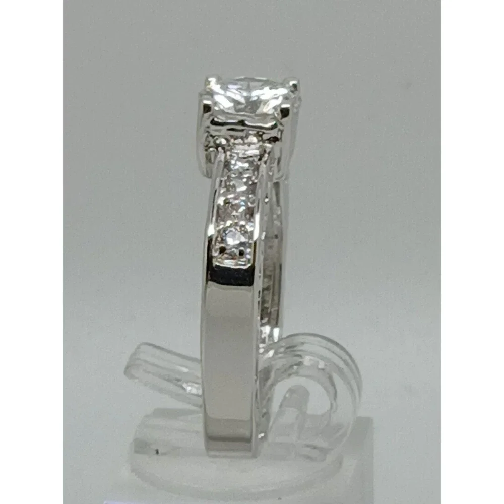 Vintage‎ Silver Tone Round Cut Cubic Zirconia Filigree Engagement Ring Size 10